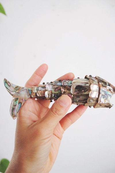 Vintage Articulated Abalone Fish Bottle Opener Mexico Mid Century Barware Figurine