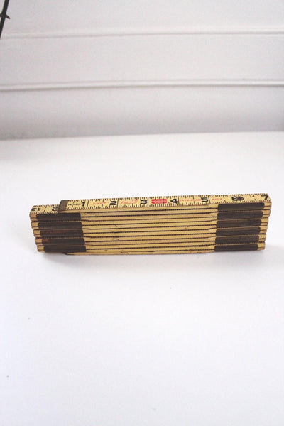 Vintage Lufkin X46 6-Foot Folding Ruler Brass Joints Antique Wooden Measuring Tool Collectors Decor