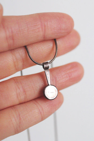Vintage Sterling Silver Red Carnelian Glass Pendant Necklace Modernist Minimalist 925