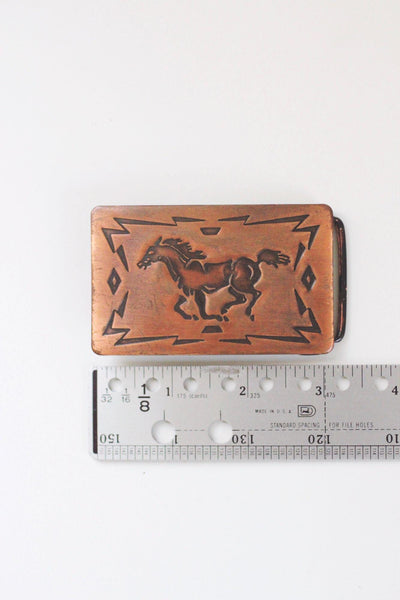 Vintage Copper Western Horse Belt Buckle Chambers Belt Company USA Southwestern 70s 80s