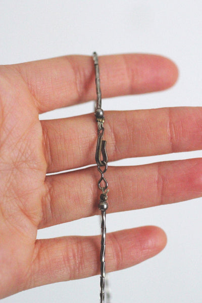 Vintage Southwestern Bird Beads Fetish Necklace Liquid Silver Native American