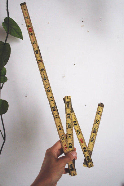 Vintage Lufkin X46 6-Foot Folding Ruler Brass Joints Antique Wooden Measuring Tool Collectors Decor