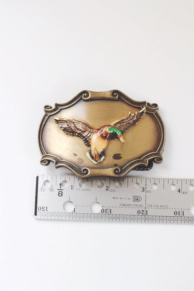 Vintage 1978 Raintree Mallard Duck Brass Belt Buckle Enamel Western USA 70s