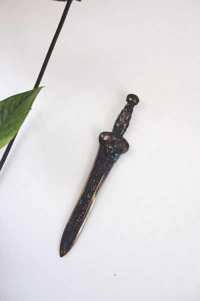 Vintage Cast Bronze Iron Miniature Letter Opener Desk Accessory Greek Spartan