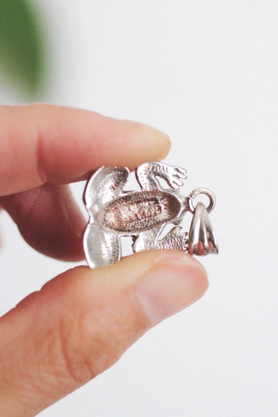 Sterling Silver Frog Pendant Charm Marked 925 Vintage Jewelry Animal 3D