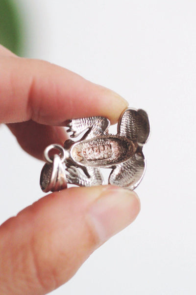 Sterling Silver Frog Pendant Charm Marked 925 Vintage Jewelry Animal 3D