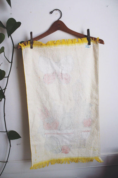 Vintage 70s Yellow Kitchen Towel Terry Cloth Cannon Retro Vegetable