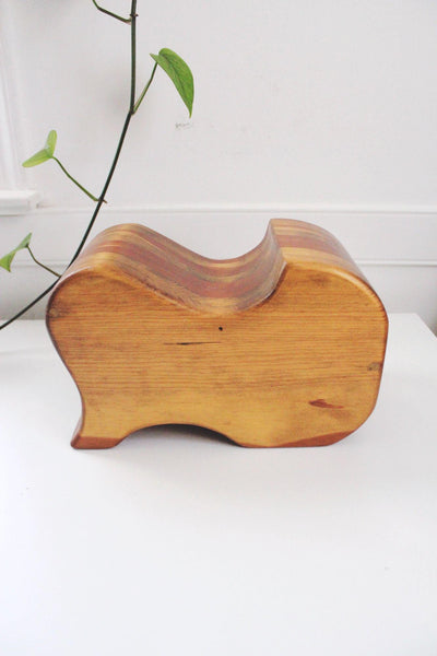 Handcrafted Sculptural Wood Jewelry Box Bandsaw Puzzle Trinkets Vintage Rustic Wave