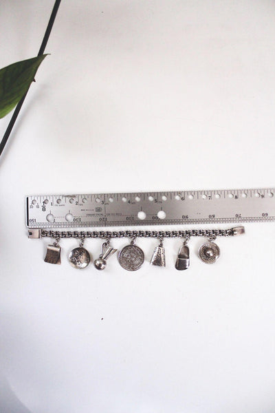 Vintage Mexican Sterling Silver Souvenir Charm Bracelet Mid Century 925 Cultural