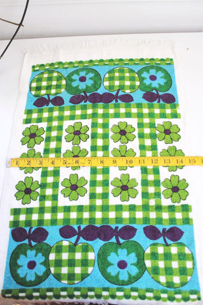 Vintage 70s Cannon Terrycloth Kitchen Dish Hand Towel Retro Mod Apple Gingham