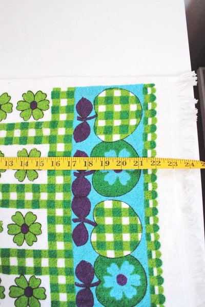 Vintage 70s Cannon Terrycloth Kitchen Dish Hand Towel Retro Mod Apple Gingham