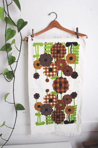 Vintage 70s Floral Terry Cloth Dish Hand Kitchen Towel Cannon Gingham Retro Mid Century