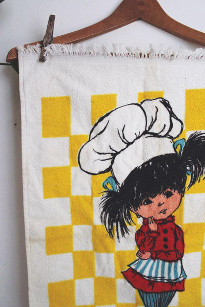 Vintage 70s World's Greatest Cook Fran Mar Moppet Kitchen Towel Dish Hand Retro