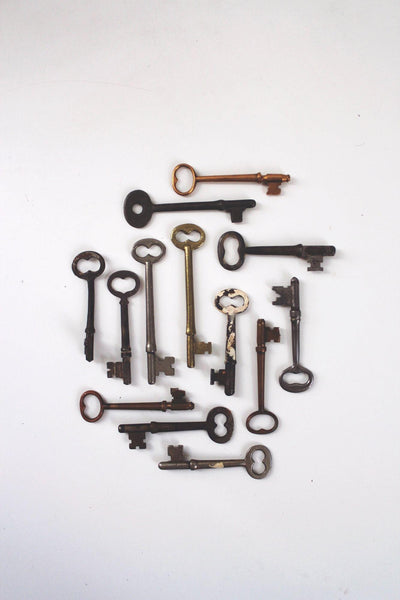 Vintage Antique Skeleton Keys Collection Set Lot Copper Brass Iron Steel Craft Decor