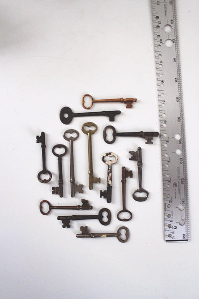 Vintage Antique Skeleton Keys Collection Set Lot Copper Brass Iron Steel Craft Decor