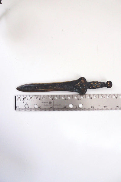 Vintage Cast Bronze Iron Miniature Letter Opener Desk Accessory Greek Spartan