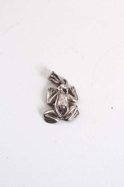 Sterling Silver Frog Pendant Charm Marked 925 Vintage Jewelry Animal 3D