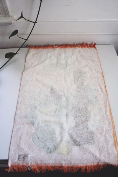 Vintage 70s Cannon Orange Kitchen Towel Terry Cloth Retro Vegetable Fringe