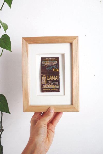 Vintage Framed Matchbook Cover Villa Lanai San Mateo California Wall Art Decor Tiki