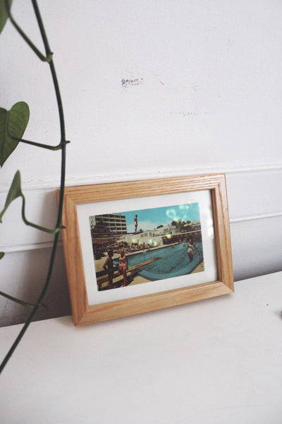 Vintage Framed Postcard Sea Gull Hotel Miami Florida Mid Century Wall Art Decor