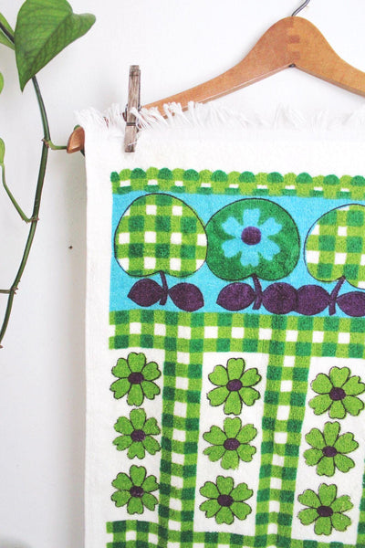Vintage 70s Cannon Terrycloth Kitchen Dish Hand Towel Retro Mod Apple Gingham