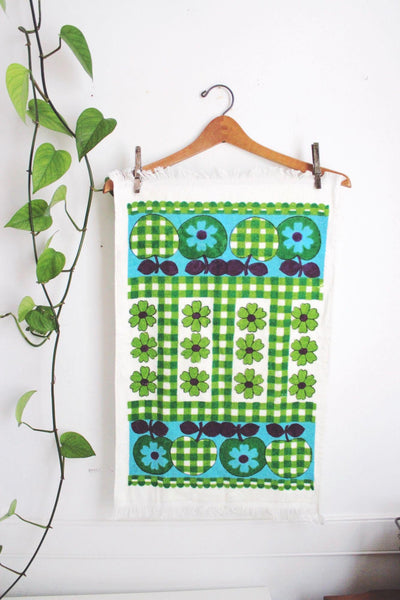 Vintage 70s Cannon Terrycloth Kitchen Dish Hand Towel Retro Mod Apple Gingham