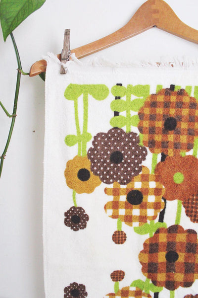 Vintage 70s Floral Terry Cloth Dish Hand Kitchen Towel Cannon Gingham Retro Mid Century