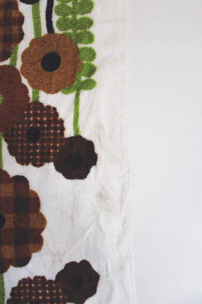 Vintage 70s Floral Terry Cloth Dish Hand Kitchen Towel Cannon Gingham Retro Mid Century