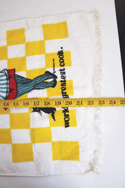 Vintage 70s World's Greatest Cook Fran Mar Moppet Kitchen Towel Dish Hand Retro