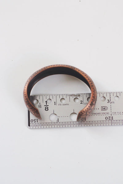 Vintage Embossed Solid Copper Floral Engraved Cuff Bracelet Boho Stackable Floral Daisy