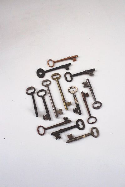 Vintage Antique Skeleton Keys Collection Set Lot Copper Brass Iron Steel Craft Decor
