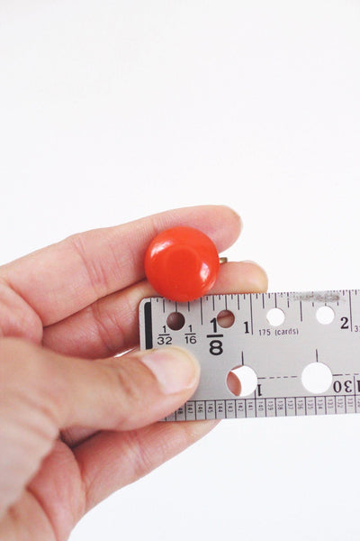 Vintage Cherry Red Button Earrings Screw Back Closure Retro Bold 30s 40s 50s Clip On