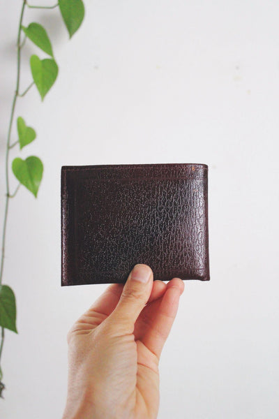 Vintage Burgundy Split Cowhide Leather Wallet Zippered Pocket Card Holder Mens