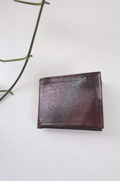 Vintage Burgundy Split Cowhide Leather Wallet Zippered Pocket Card Holder Mens