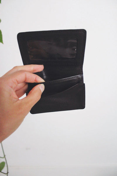 Kenneth Cole Black Leather Bi-Fold Wallet Card Case Minimalist Sleek Vintage 90s
