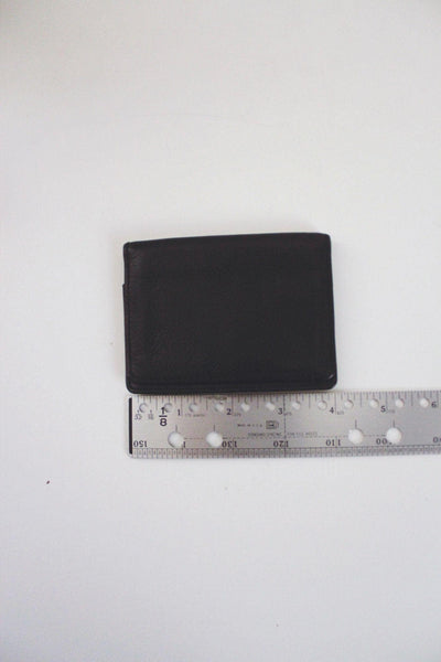 Kenneth Cole Black Leather Bi-Fold Wallet Card Case Minimalist Sleek Vintage 90s