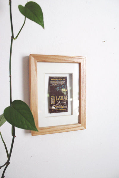 Vintage Framed Matchbook Cover Villa Lanai San Mateo California Wall Art Decor Tiki