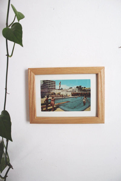 Vintage Framed Postcard Sea Gull Hotel Miami Florida Mid Century Wall Art Decor