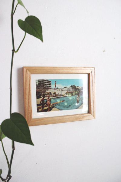 Vintage Framed Postcard Sea Gull Hotel Miami Florida Mid Century Wall Art Decor