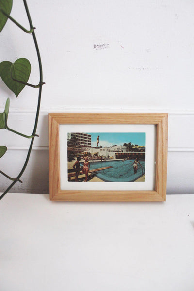 Vintage Framed Postcard Sea Gull Hotel Miami Florida Mid Century Wall Art Decor
