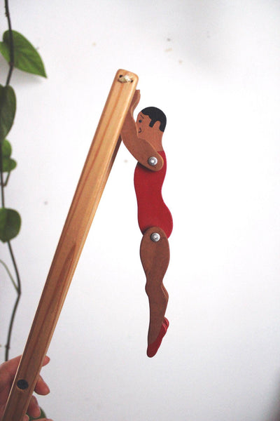 Vintage Wooden Acrobat Toy Flipping Trapeze Fidget Handcrafted Folk Art Circus