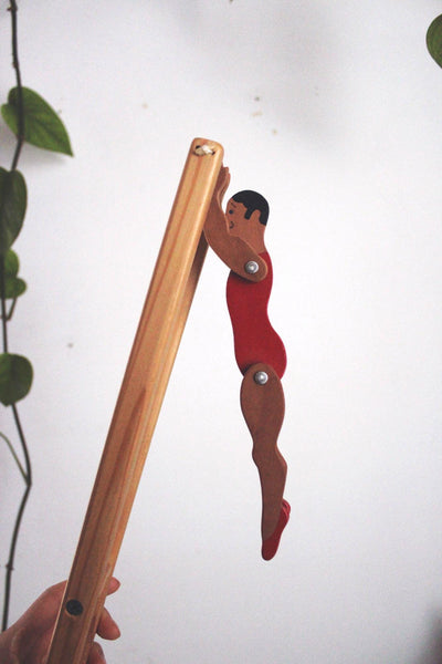 Vintage Wooden Acrobat Toy Flipping Trapeze Fidget Handcrafted Folk Art Circus