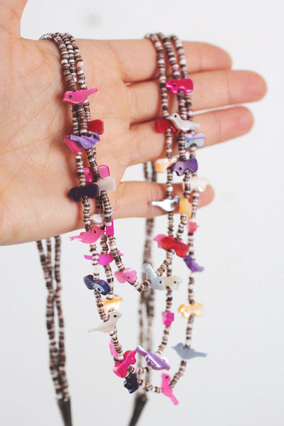 Vintage Southwestern Multi-Strand Bird Fetish Necklace Mother of Pearl Heishi Beads