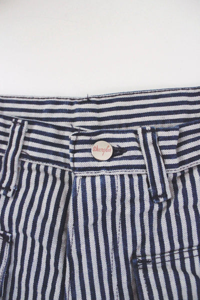 Vintage 70s Wrangler Blue White Striped Stripe Bush Pants Flared Bell Bottom High-Waisted