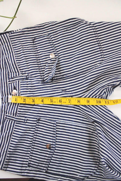 Vintage 70s Wrangler Blue White Striped Stripe Bush Pants Flared Bell Bottom High-Waisted