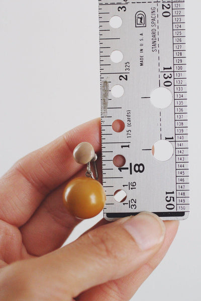 Vintage Butterscotch Bakelite Screw Back Drop Earrings Egg Yolk Retro 30s 40s Jewelry