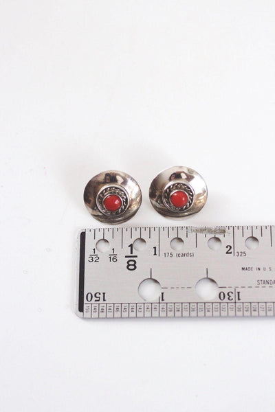 Vintage Southwestern Studs Sterling Silver Concho Coral Native American 925