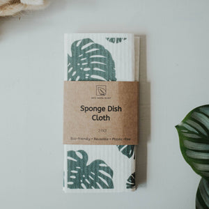 Eco Dishcloth 2 Pack - Swedish Dish Sponge - Monstera Print