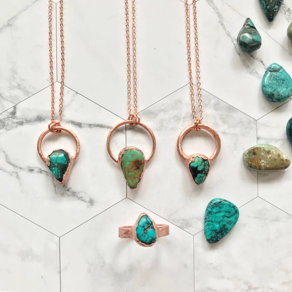 Turquoise Copper Rose Gold Necklace