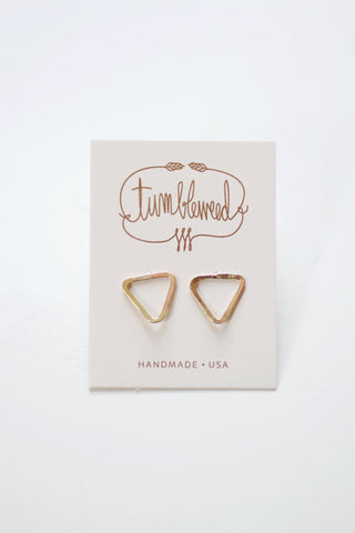 Open Triangle Stud Earrings in Gold Fill